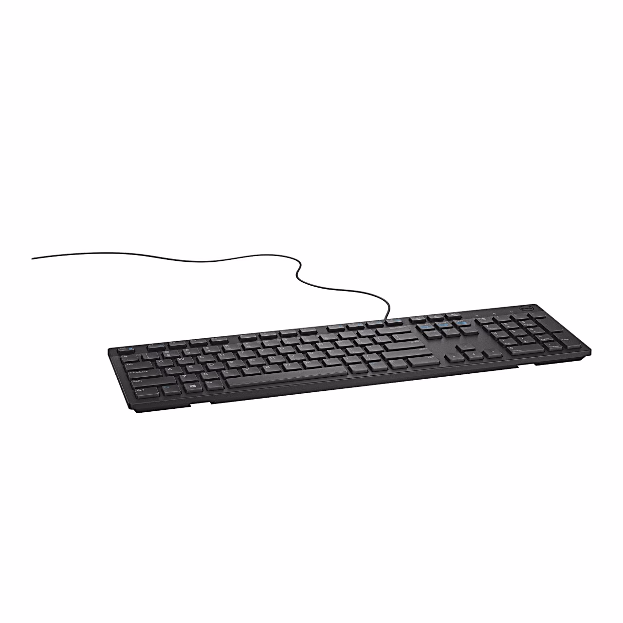 Dell KB216 klaviatuuri külgprofiil paremalt koos kaabliga