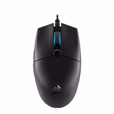 Corsair KATAR PRO mängurihiir otse ülalt, sinine kerimisratas