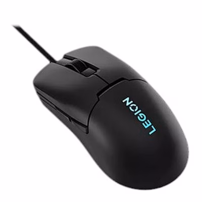 Lenovo Legion M300s mängurihiir ülalt viltu, helendav Legioni logo