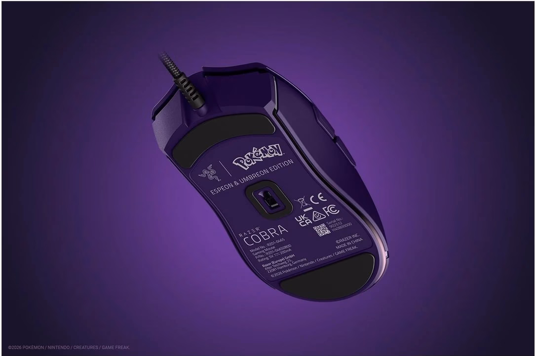Razer Cobra alt nurga alt lillal taustal Pokémoni logoga