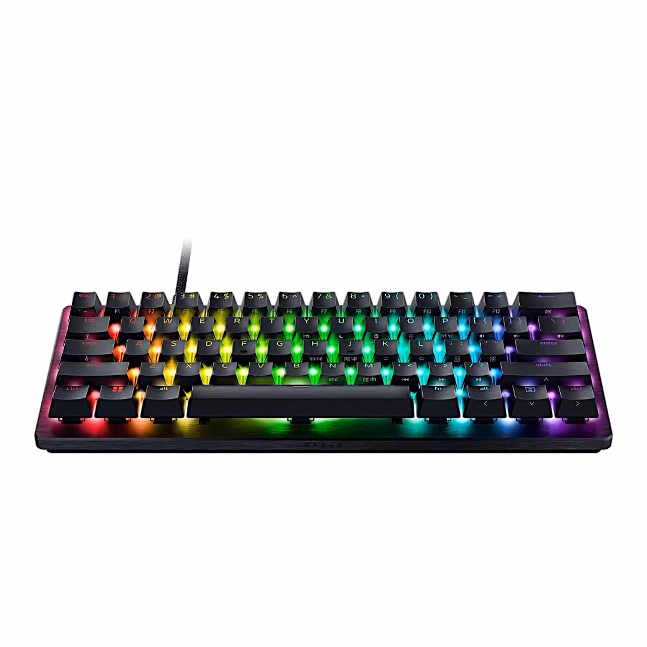 Razer Huntsman V3 Pro Mini keyboard eestvaates, klahvide all värviline valgus