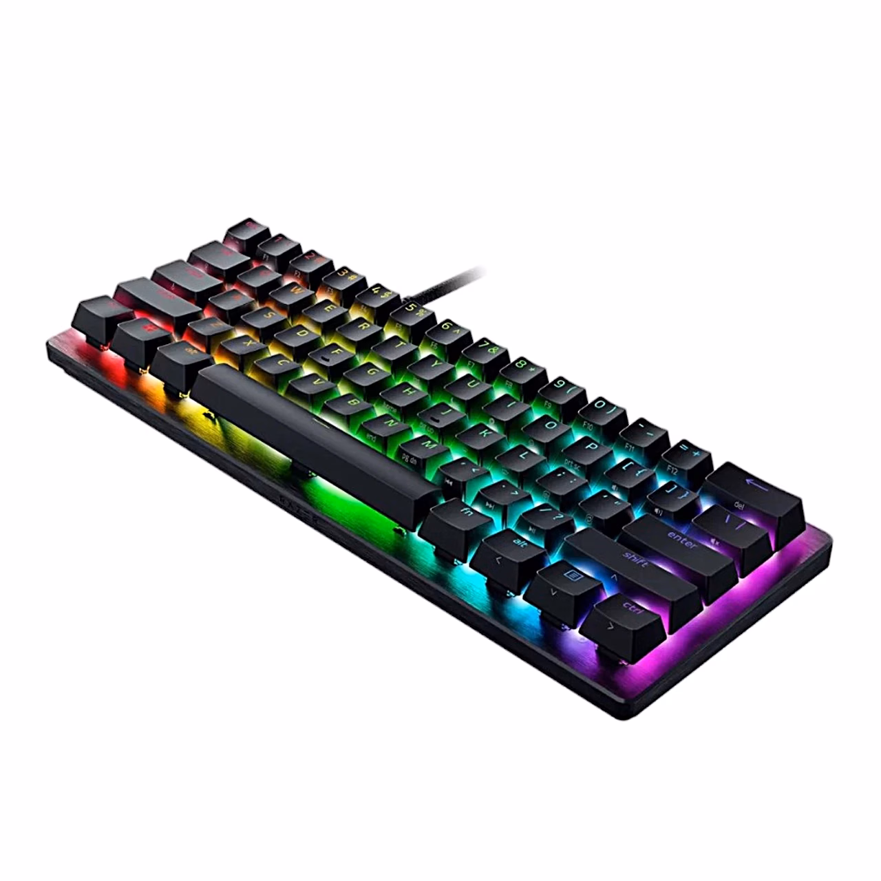 Razer Huntsman V3 Pro Mini klahvistik paremalt nurga alt RGB-valgusega