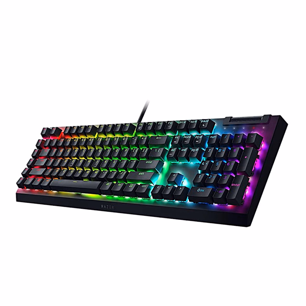 Razer BlackWidow V4 X mehaaniline klahvistik paremalt nurga alt