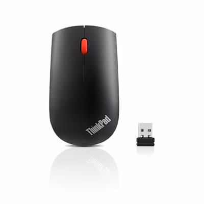 Must juhtmevaba hiir Lenovo ThinkPad Essential ülalt koos USB-vastuvõtjaga