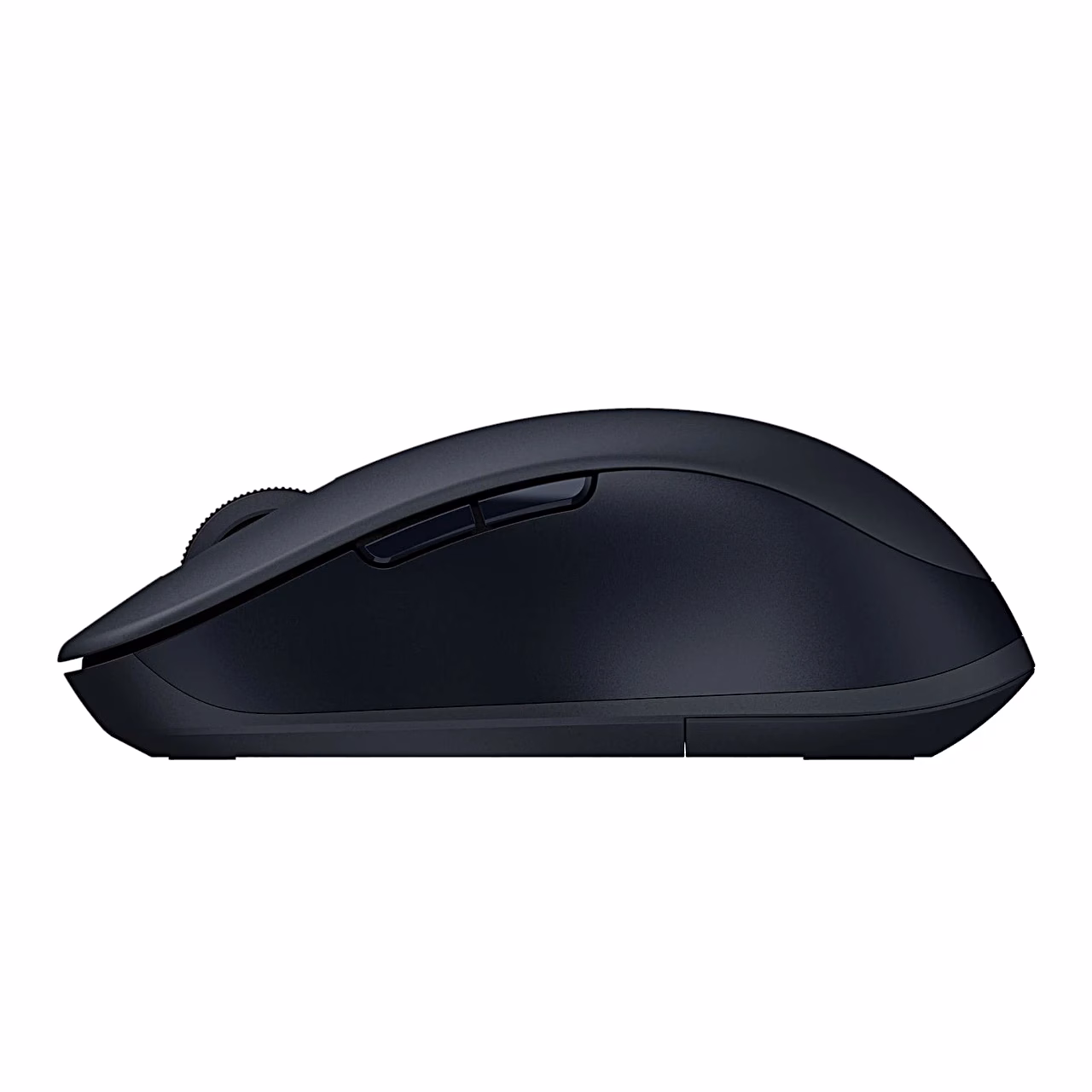 Optiline hiir Xiaomi Dual-mode Mouse 2 külgvaates, näha lisanupud ja kõrgem tagaosa