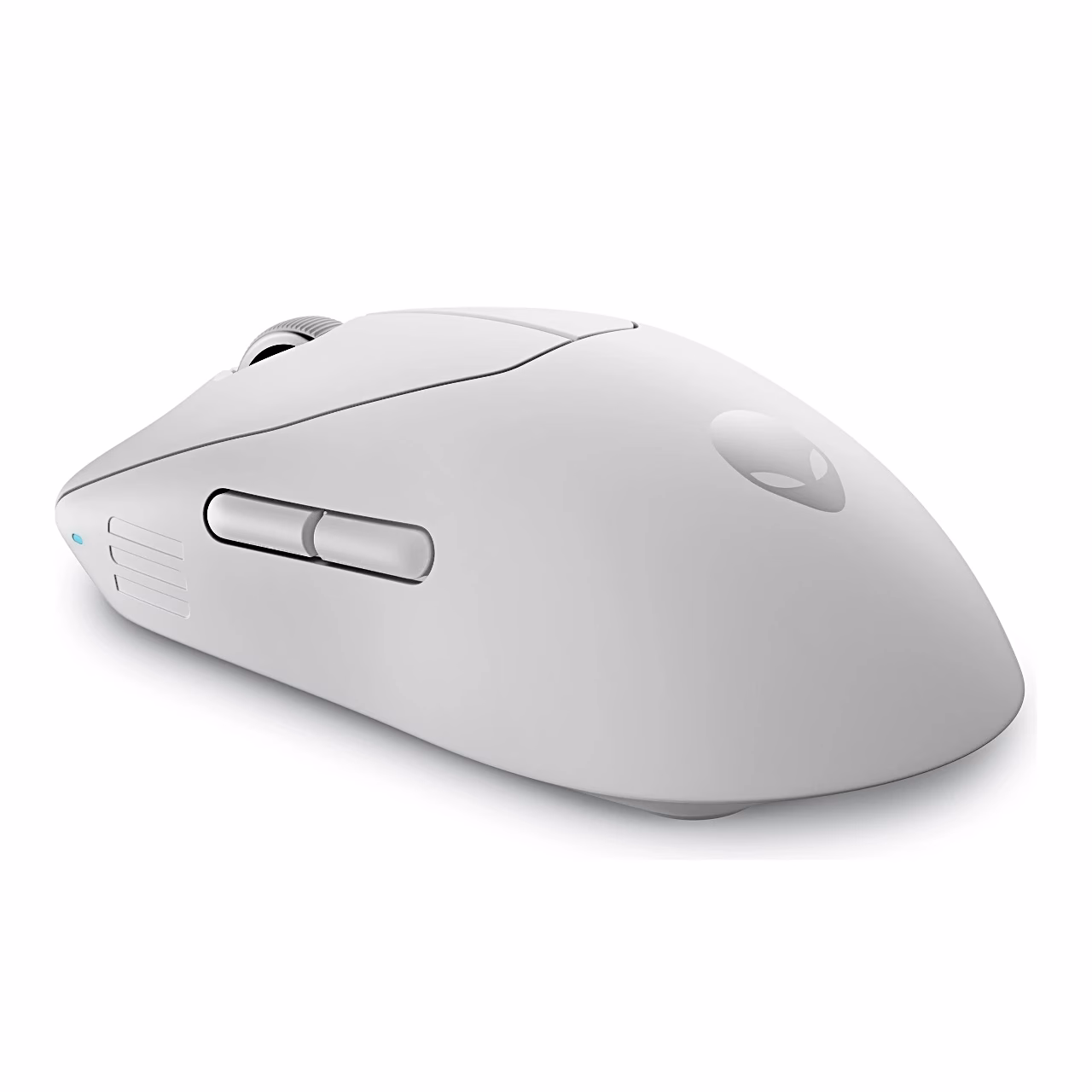 Valge Dell Alienware Pro hiire vasak külg kahe külgnupuga