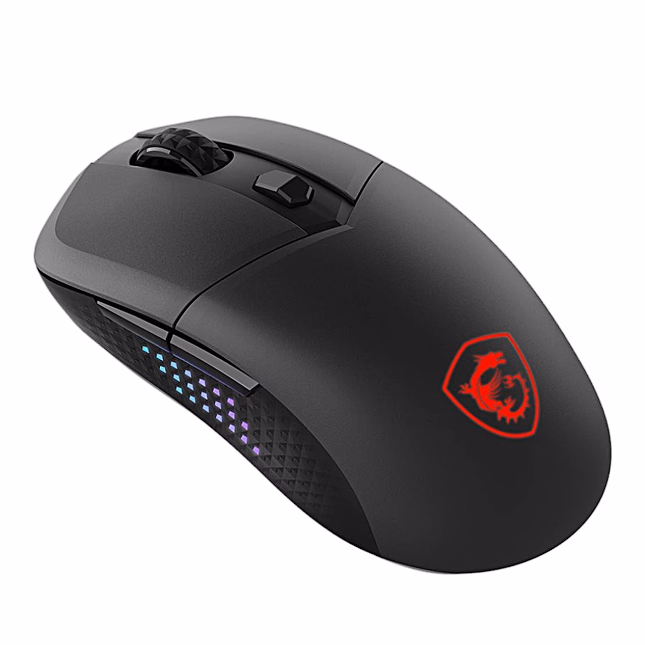 Must MSI VERSA 300 ELITE WIRELESS mänguhiir tagant viltu punase draakonilogoga