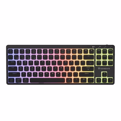 Must mänguriklaviatuur Genesis Thor 430 TKL Wireless RGB-valgusega, ülaltvaade