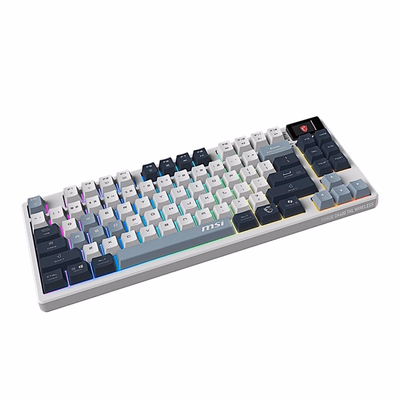 Numbriklahvistikuta klaviatuur MSI FORGE GK600 TKL WIRELESS SKY vasakult nurga alt