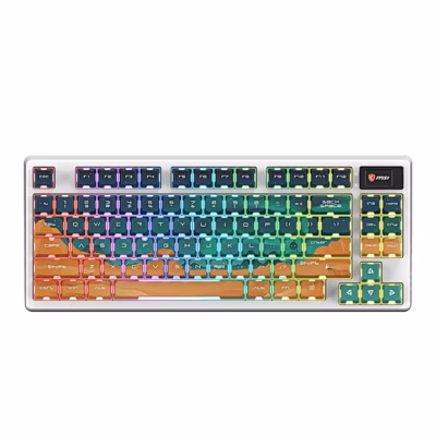 Mänguriklaviatuur MSI FORGE GK600 TKL WIRELESS MARS valge korpusega, ülaltvaade