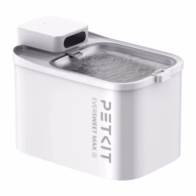 PETKIT EverSweet Max 2 joogipurskkaevu külgvaade, veega täidetud kausiga.