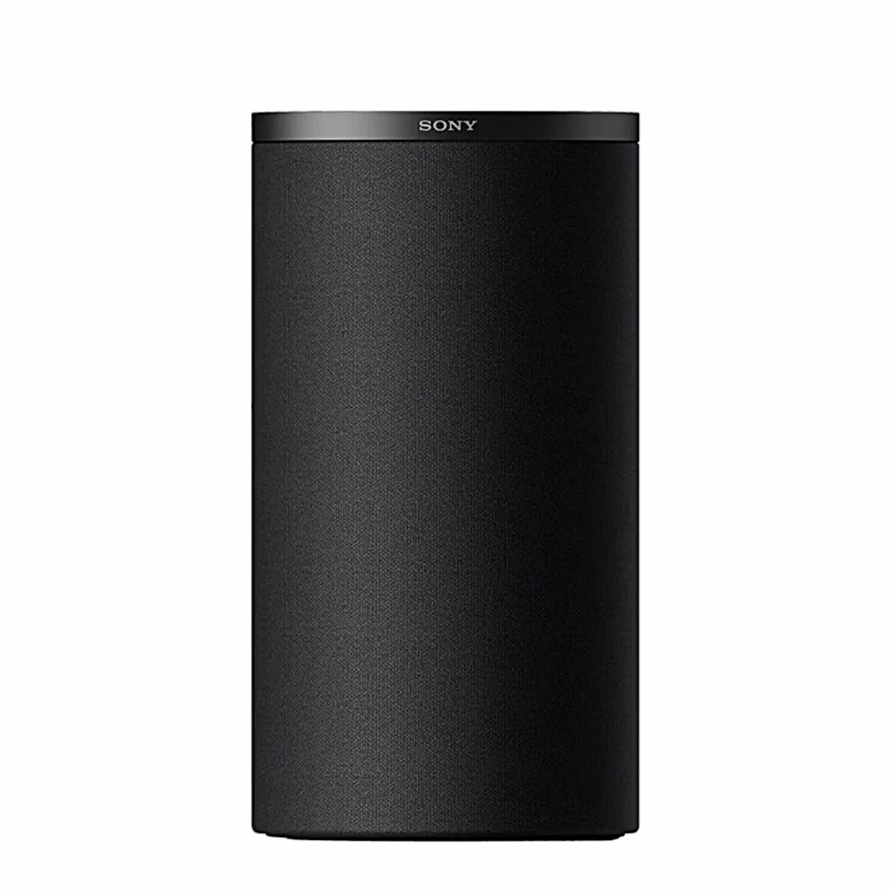 Sony SA-RS9 tagakõlari kangaga kaetud korpus ja Sony logo lähivaates