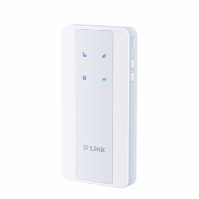 Kaasaskantav ruuter D-Link F518 valges korpuses, eestvaade märgutuledega