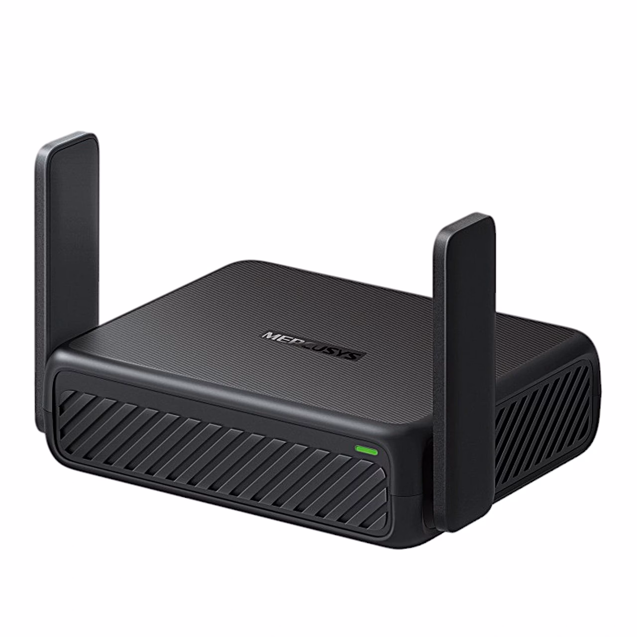 Kaasaskantav WiFi-ruuter Mercusys MR84X-Travel eestvaates kahe püstise antenniga