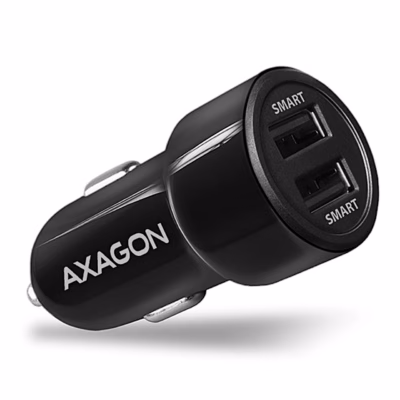 Kahe pordiga autolaadija AXAGON PWC-5V5 kahe USB-A-pordiga poolkülgvaates
