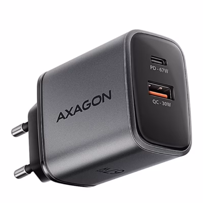 Seinalaadija AXAGON ACU-PQ67 hallis korpuses, USB-C- ja USB-A-port