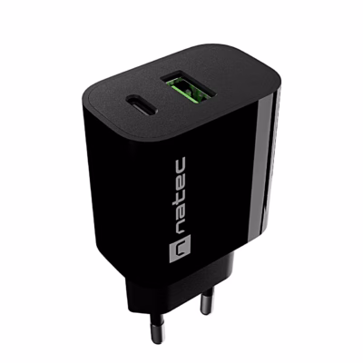 Must seinalaadija Natec Ribera ülalt, näha USB-C- ja USB-A-port