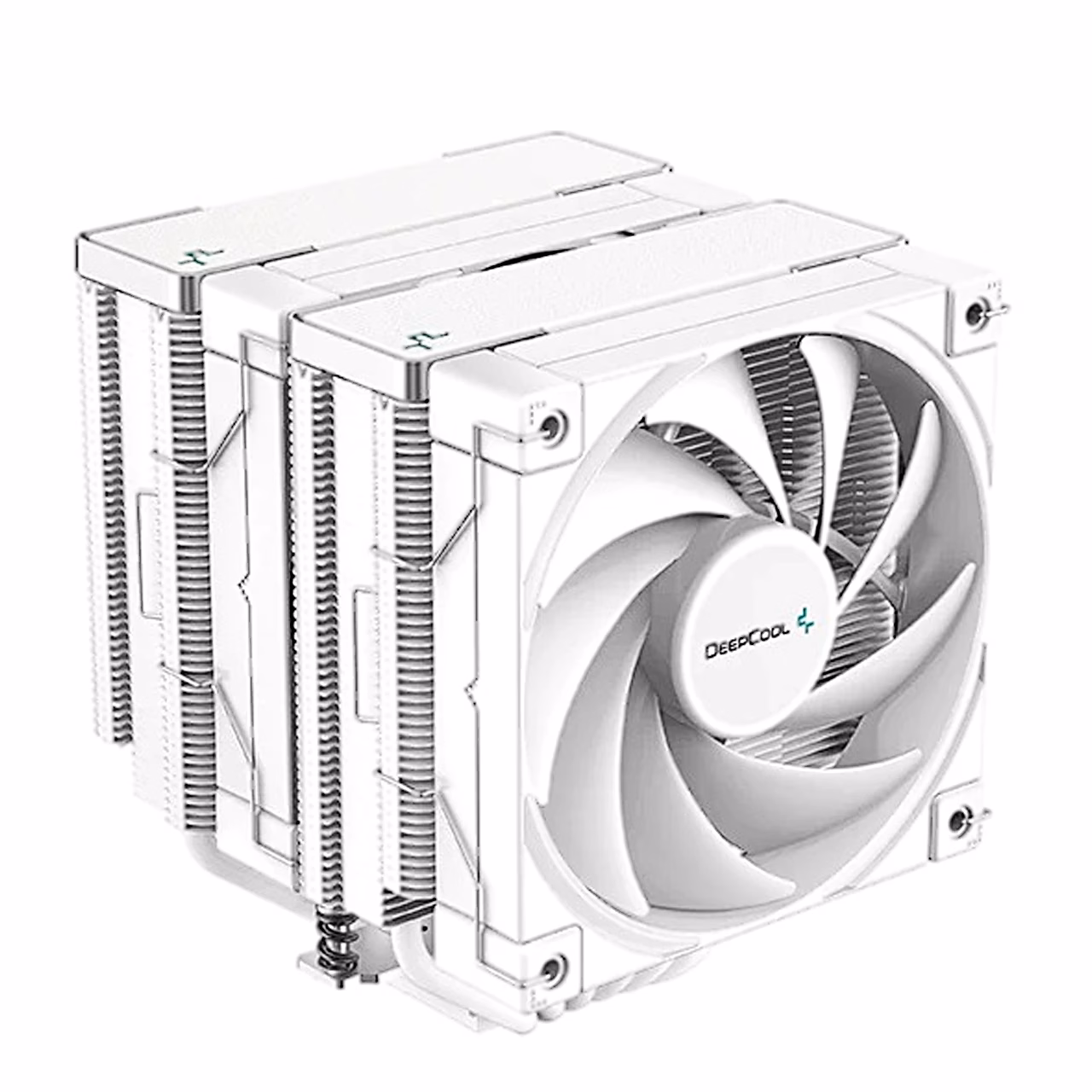 Valge protsessori õhkjahuti DeepCool AK620 WH, vaade nurga alt eest