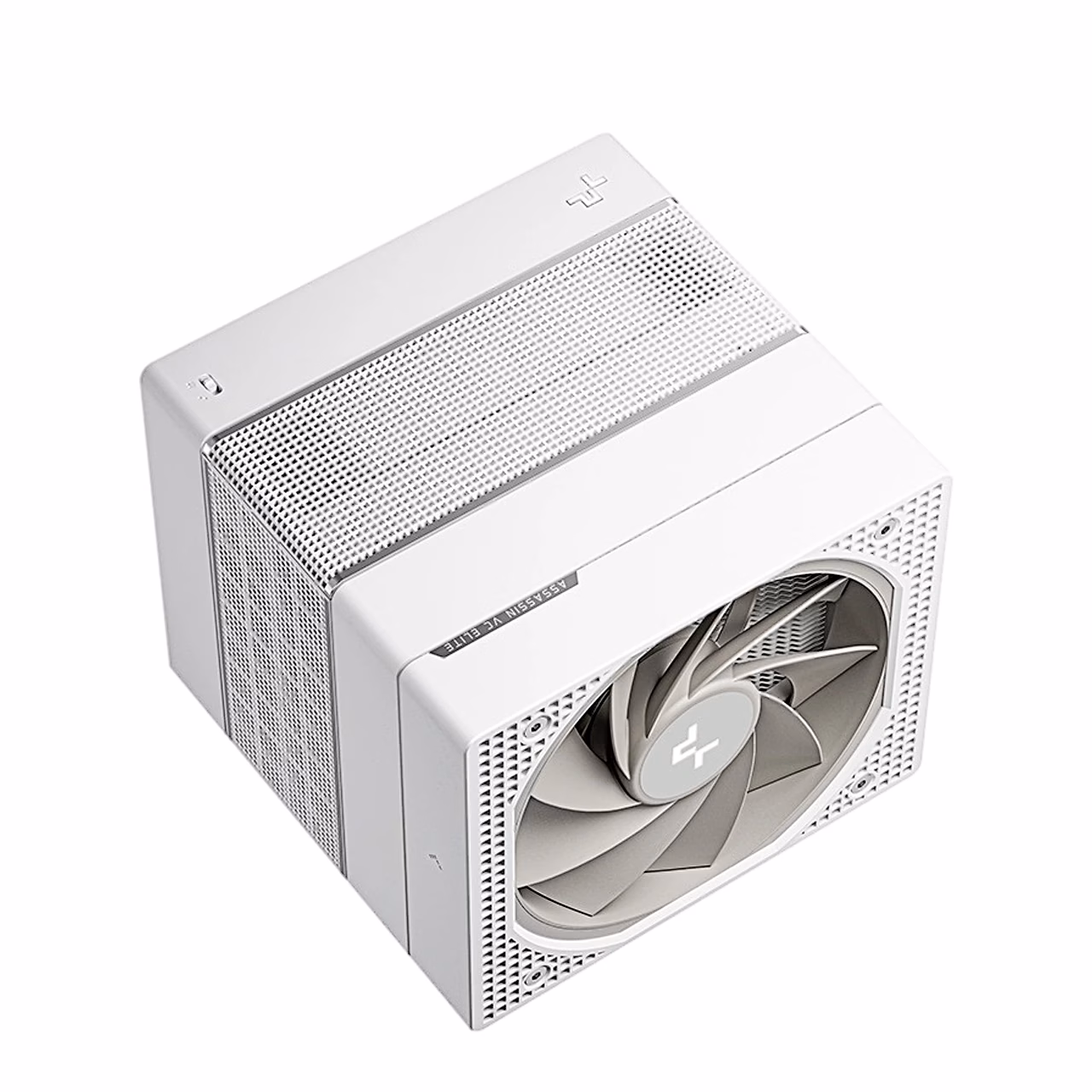 DeepCool ASSASSIN VC ELITE WH ülalt nurga alt koos ventilaatoriga