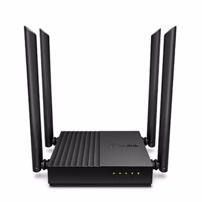 Kahesageduslik wifiruuter TP-Link Archer C64 eestvaates nelja püstise antenniga