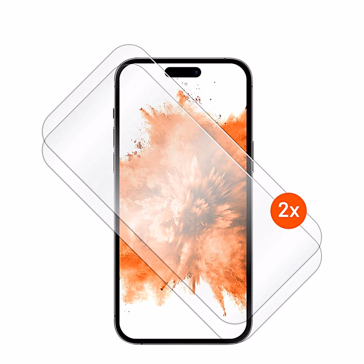 Kaks läbipaistvat FIXED kaitseklaasi iPhone 17 Pro ekraani kohal