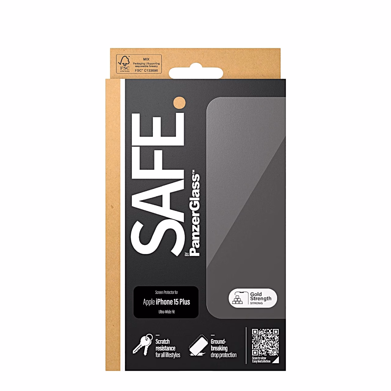 SAFE by PanzerGlass kaitseklaasi pakend Apple iPhone 15 Plus jaoks