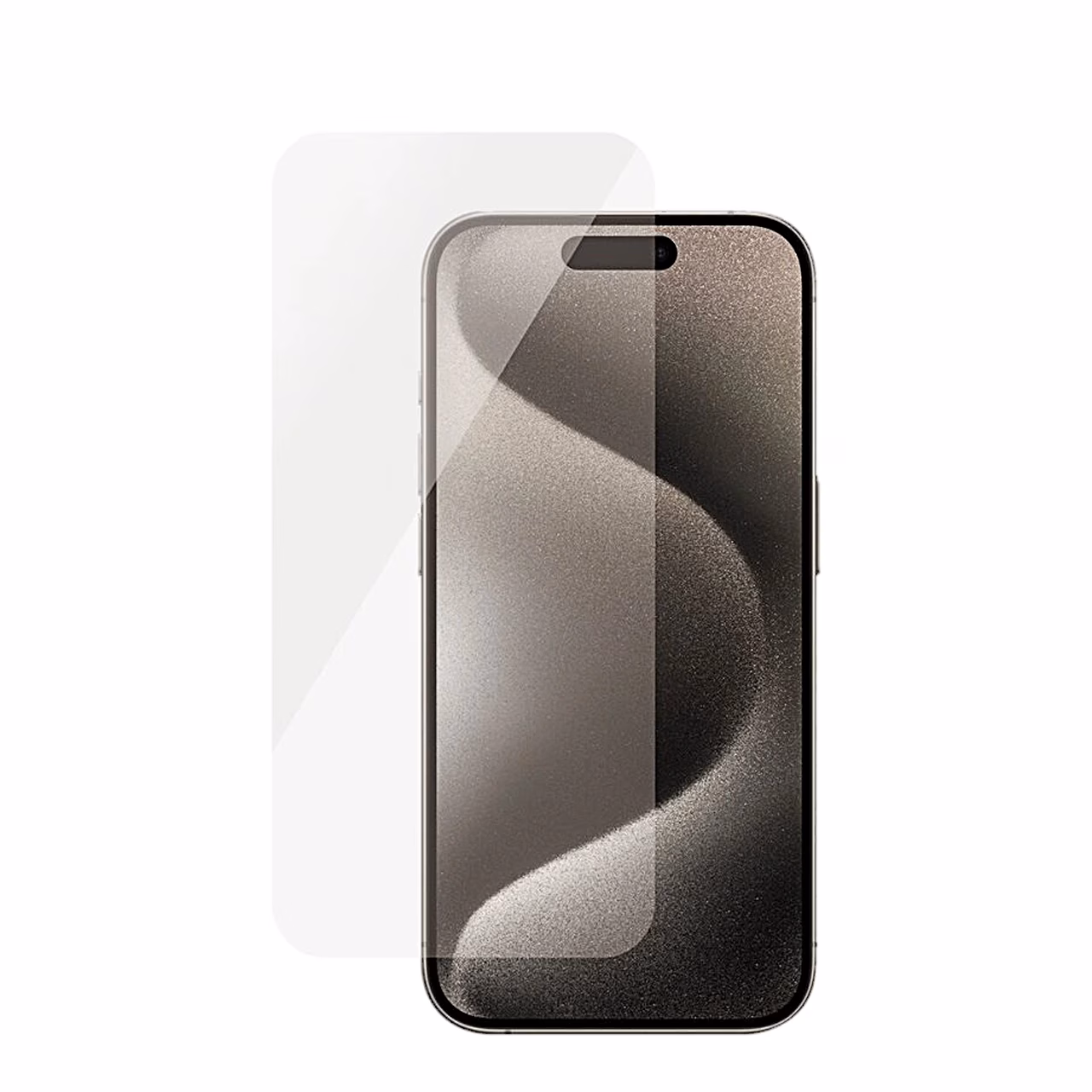 Titaanvärvi iPhone 15 Pro ees PanzerGlass SAFE kaitseklaas