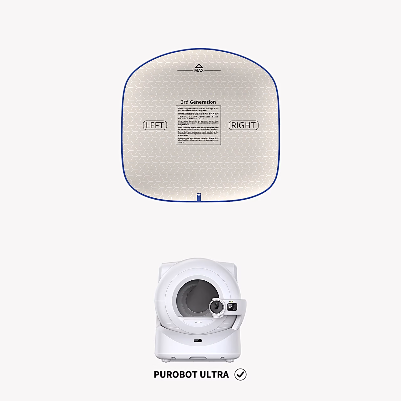 Kassi liivakasti põhjamatt PETKIT Purobot Ultra P99038, 440 × 440 mm