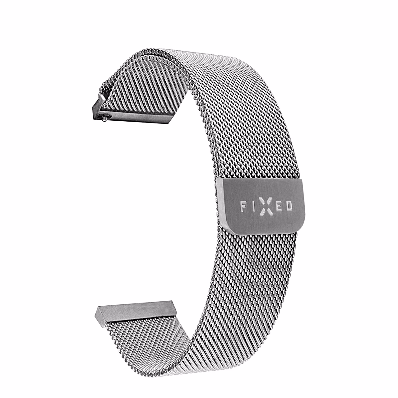 Hõbedane võrkpunutud kellarihm FIXED Mesh Strap 20 mm kiirkinnitusega, kaarjalt painutatud