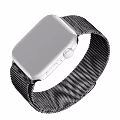 Must võrkpunutud kellarihm FIXED Mesh Strap Apple Watchi korpuse küljes