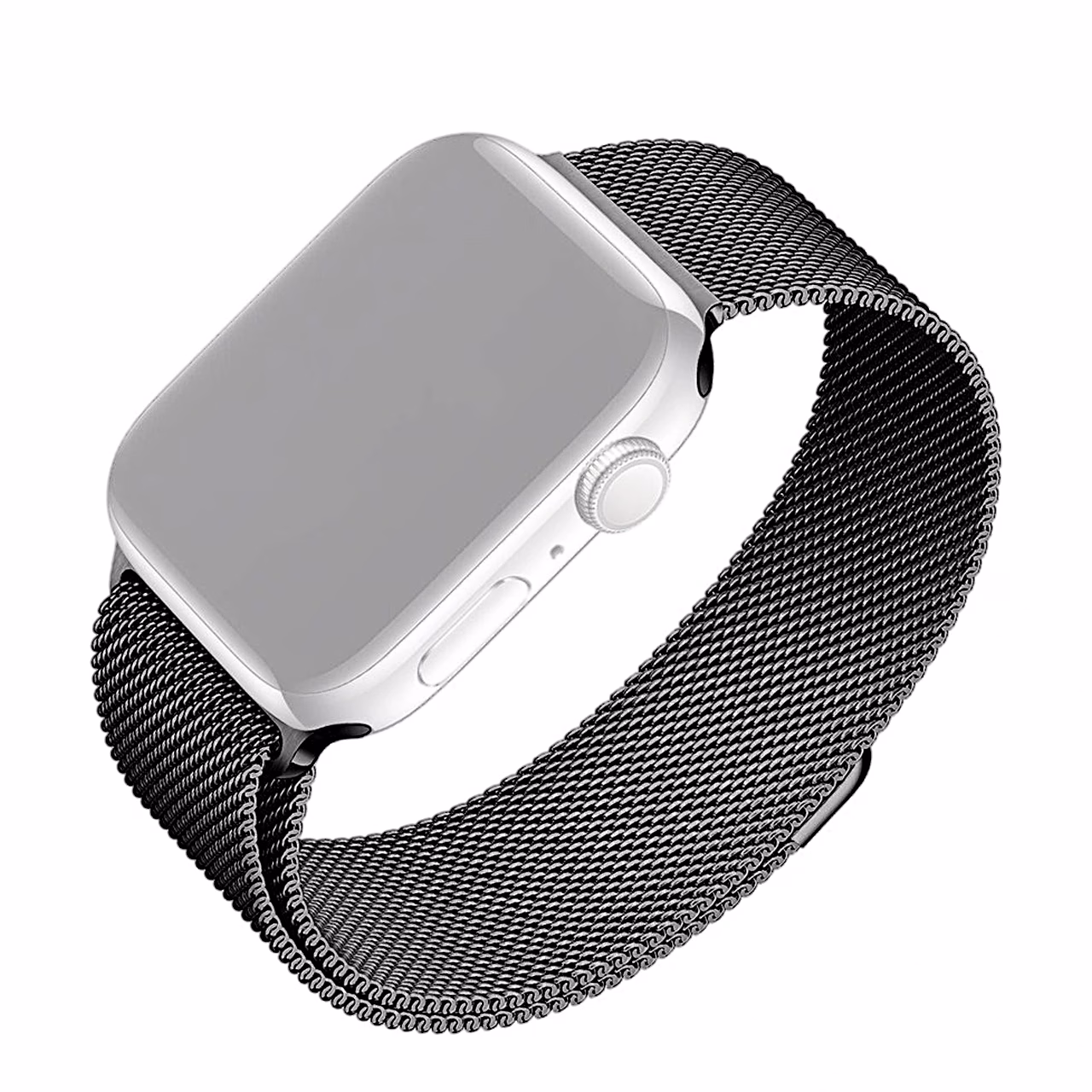 Must võrkpunutud kellarihm FIXED Mesh Strap Apple Watchi korpuse küljes