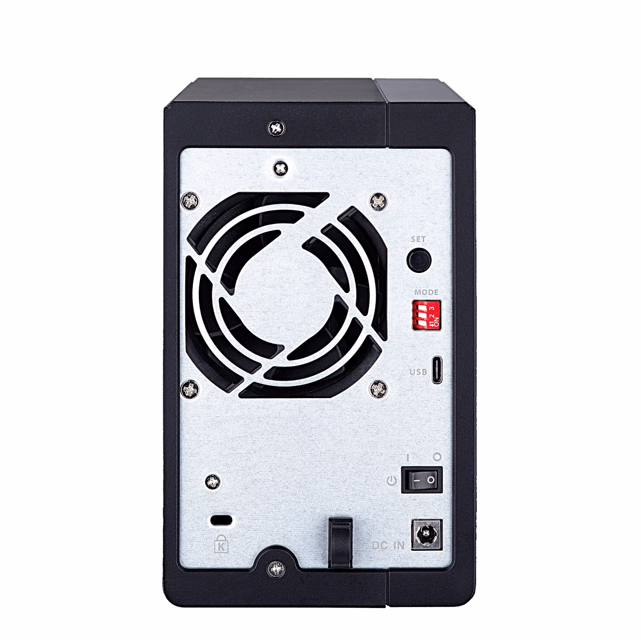 QNAP TR-002 tagapaneel ventilaatori, RAID-režiimi DIP-lüliti ja USB-C pordiga