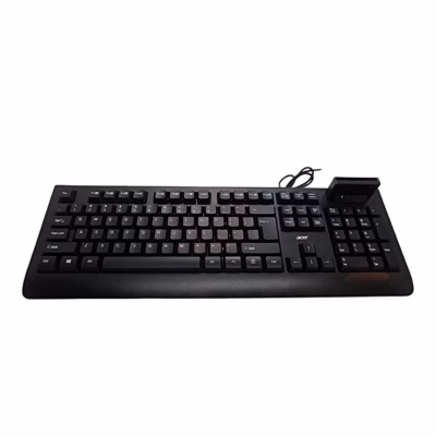 Must juhtmega klaviatuur Acer AKW320 kiipkaardilugejaga, vaade eest viltu