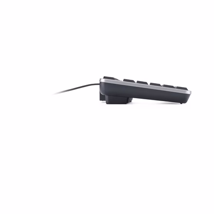 Klaviatuuri Dell KB813 külgprofiil paremalt koos USB-juhtmega