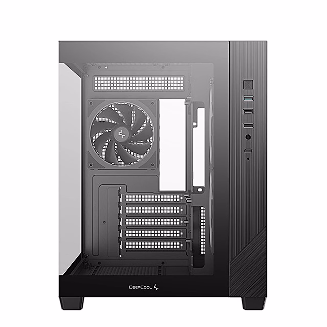 Arvutikorpuse DeepCool CG330 3F tagavaade ventilaatori ja laienduspesadega