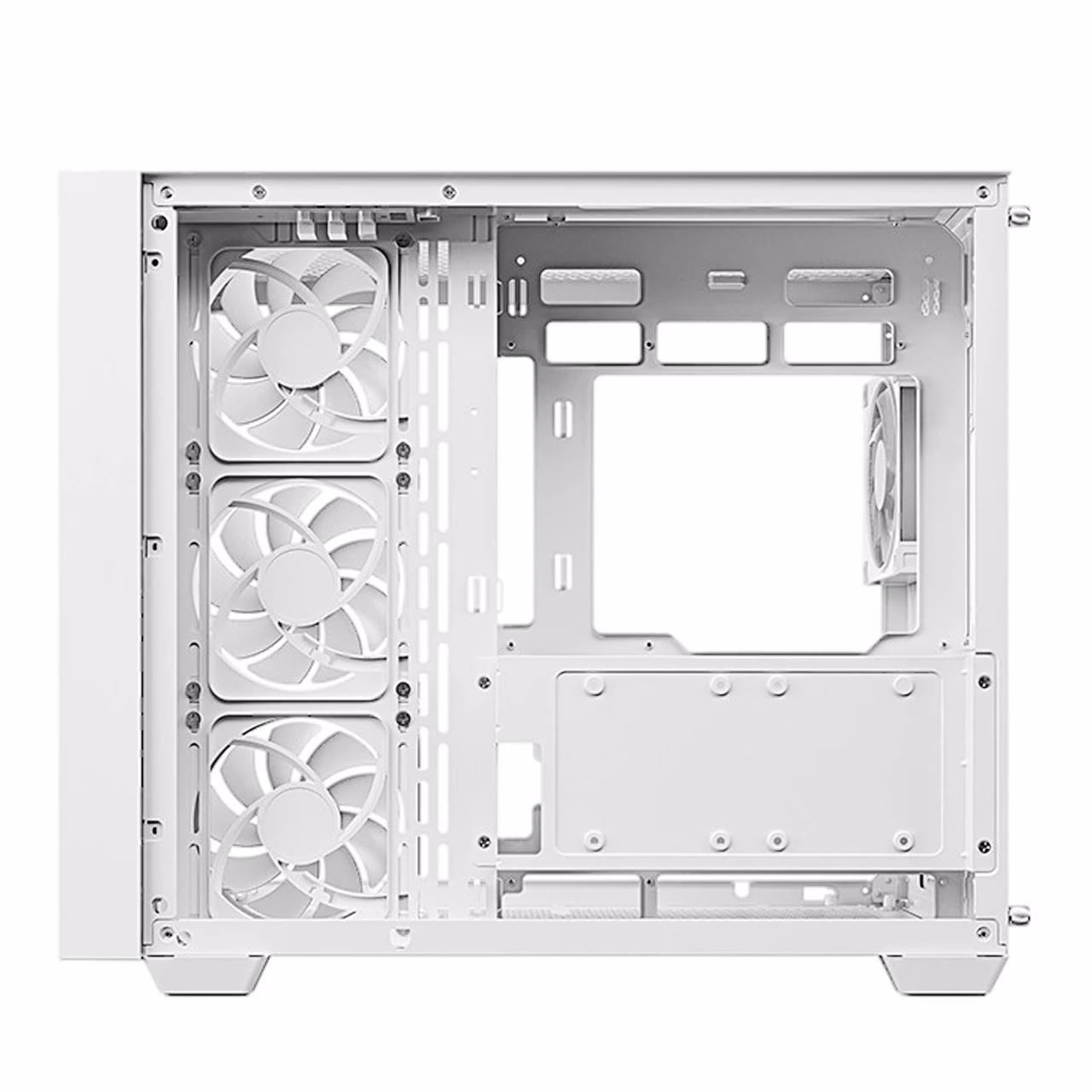 DeepCool CG530U 4F WH tagumine kamber ja külgventilaatorite tagakülg