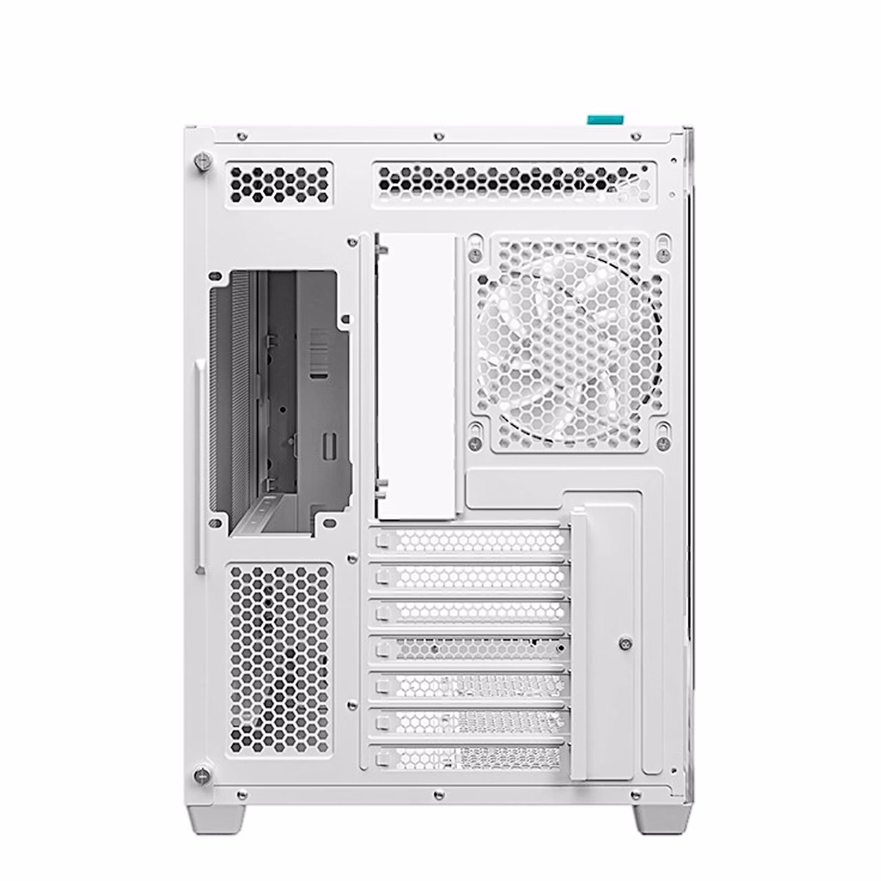 DeepCool CG530U 4F WH tagakülg laienduspesade ja toiteploki avaga