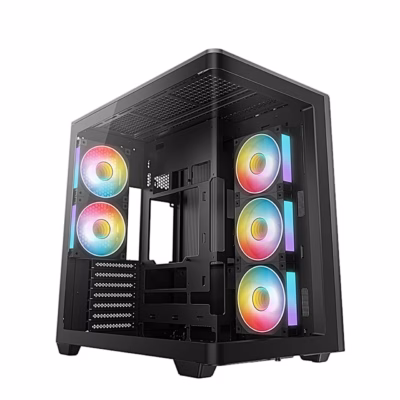 Must arvutikorpus DeepCool CG590U 5F viie valgustatud ARGB-ventilaatoriga