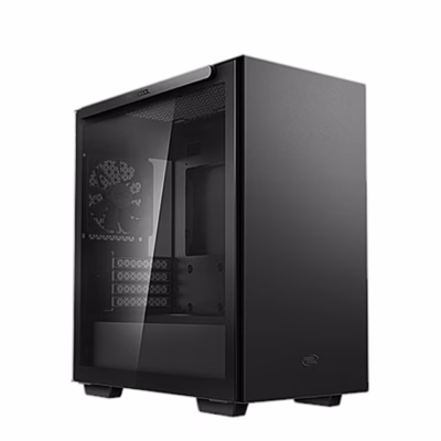 Must arvutikorpus DeepCool MACUBE 110 karastatud klaasist külgpaneeliga nurga alt