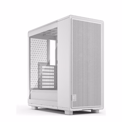 Valge arvutikorpus Fractal Design Epoch klaasist külgpaneeli ja võrkesipaneeliga