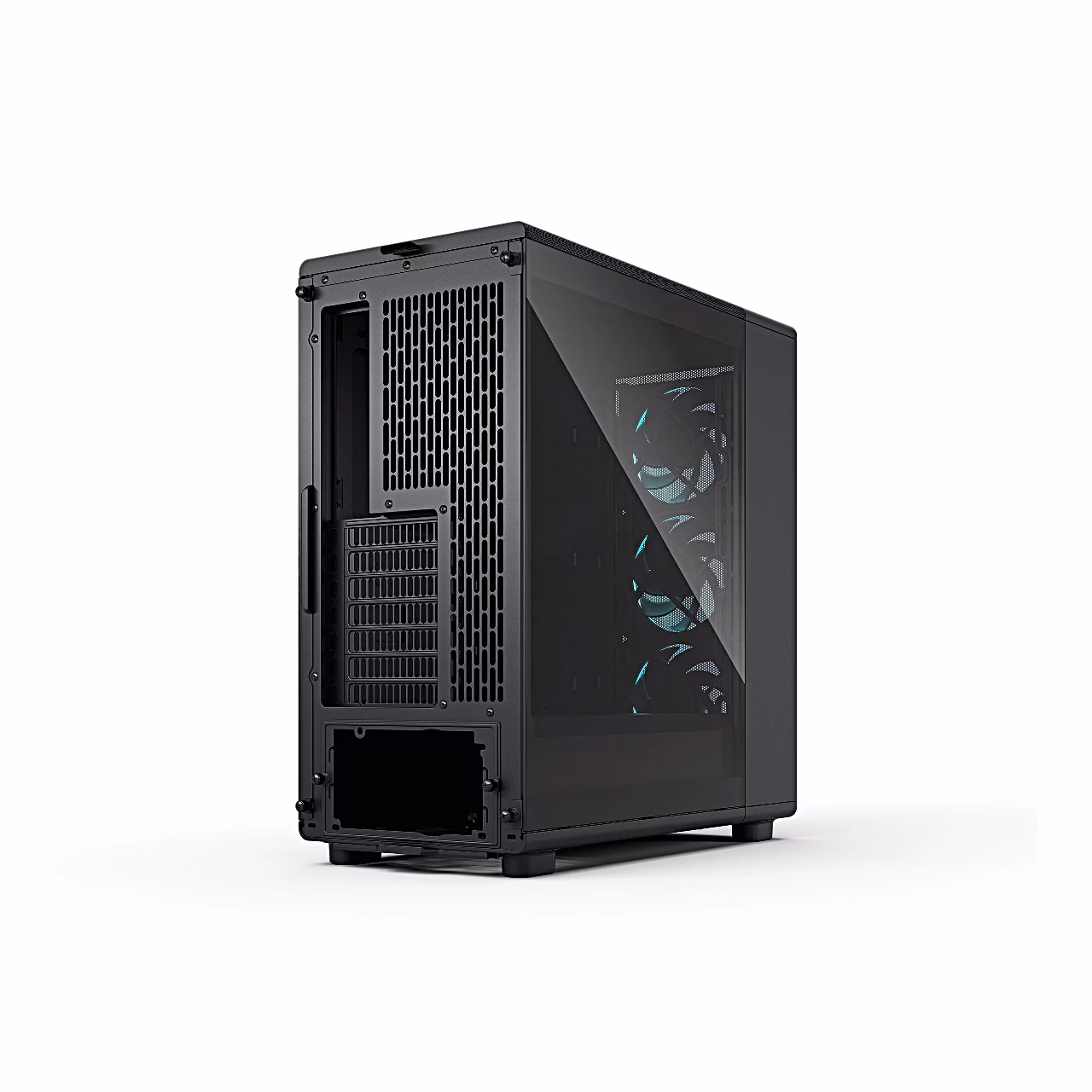 Fractal Design Epoch RGB tagant vasakult, klaasi taga ventilaatorid