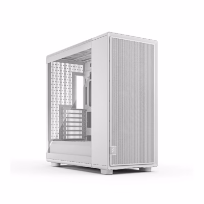 Valge arvutikorpus Fractal Design Epoch XL klaasist külgpaneeli ja võrkesipaneeliga