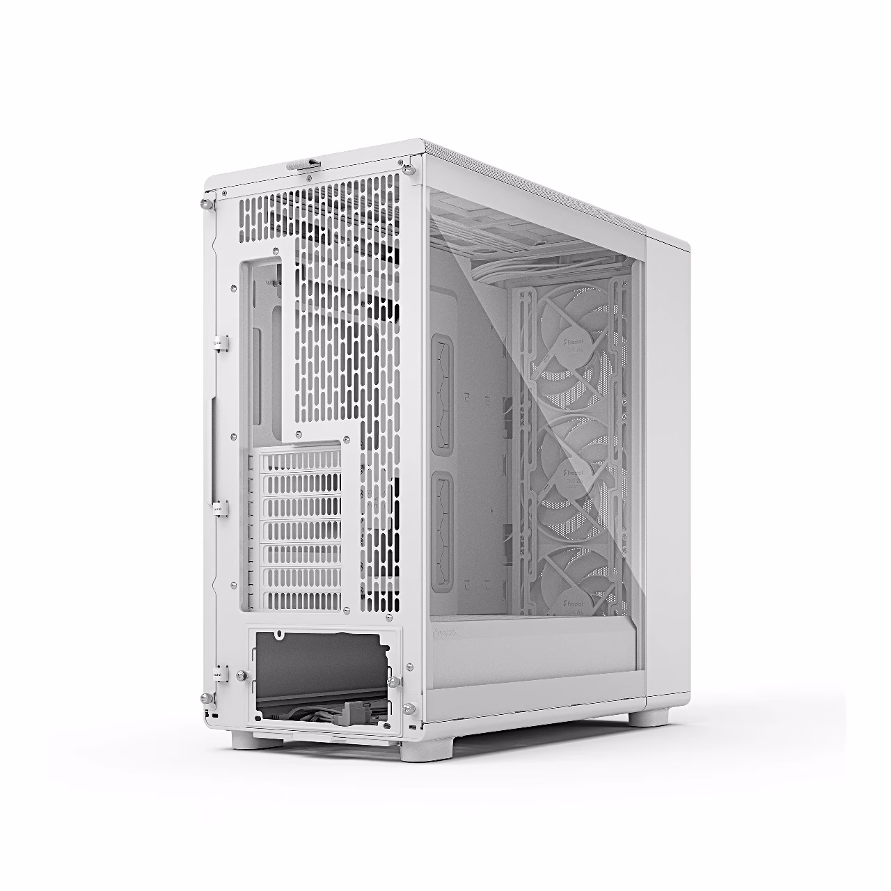 Fractal Design Epoch XL tagant vasakult, klaasi taga esiventilaatorid