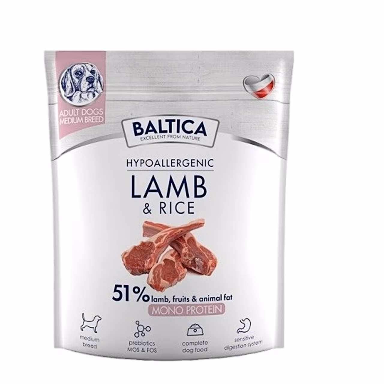 Koera kuivtoit BALTICA Nutraceutic Hypoallergenic M Lamb with Rice, 1 kg