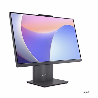 Kõik-ühes arvuti Lenovo IdeaCentre 24ARR9 hallis toonis, vaade vasakult eest