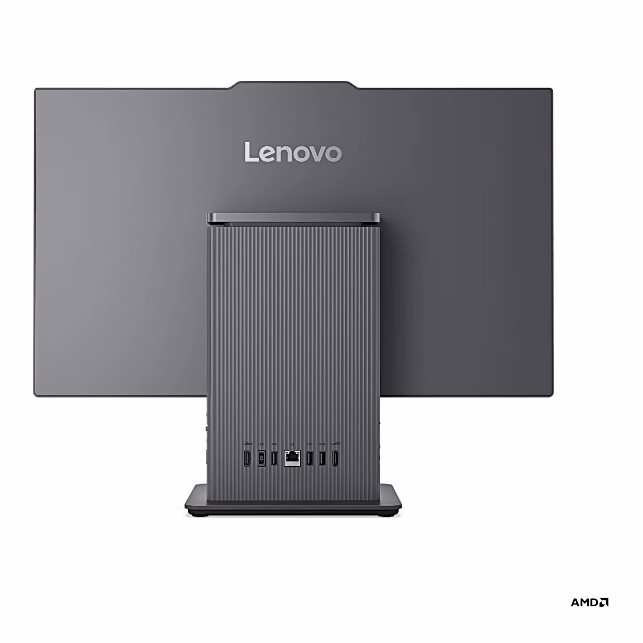 Kõik-ühes-lauaarvuti Lenovo IdeaCentre 24ARR9 tagant, alusel pordid