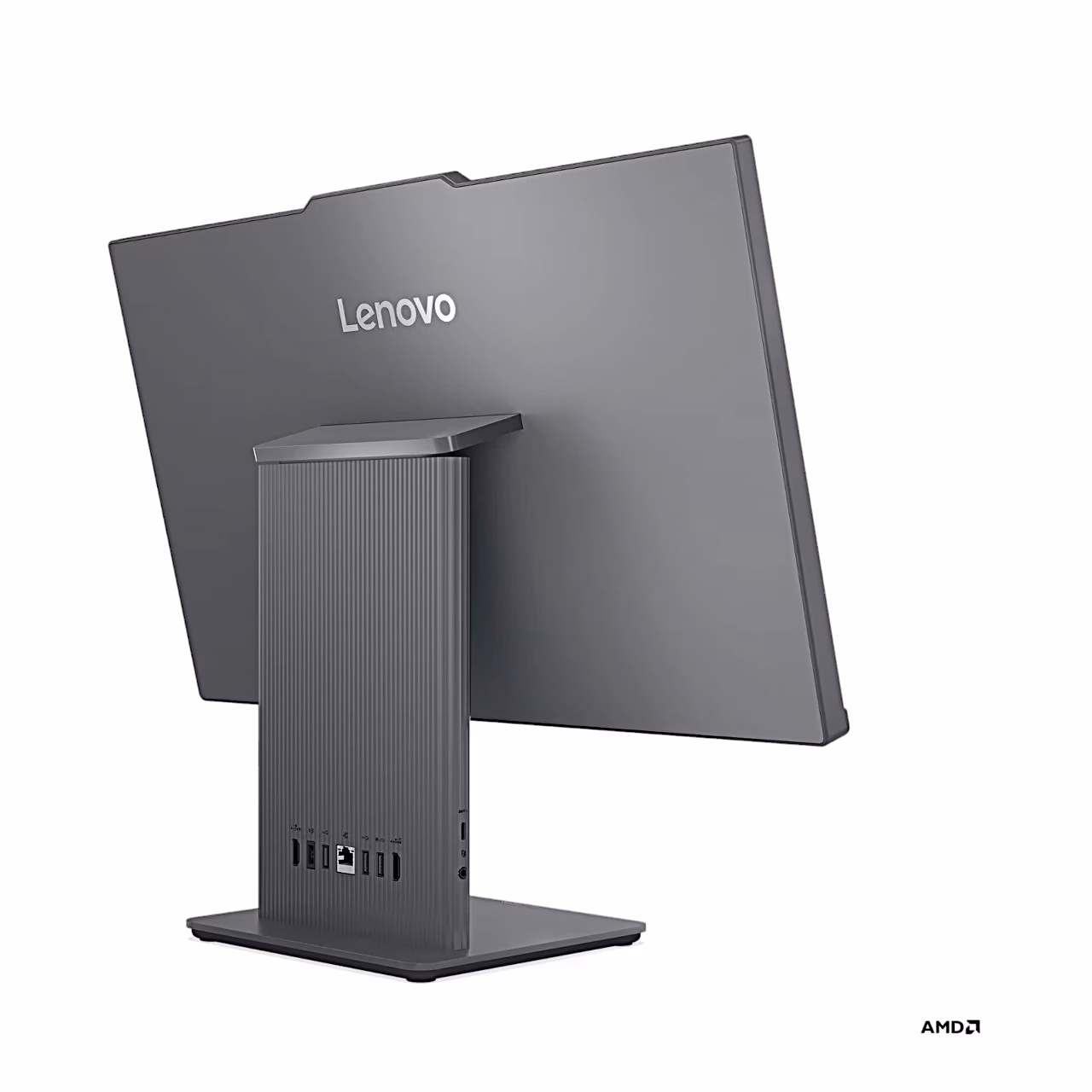 Lenovo IdeaCentre 24ARR9 tagakülg ja alus, vaade vasakult tagant