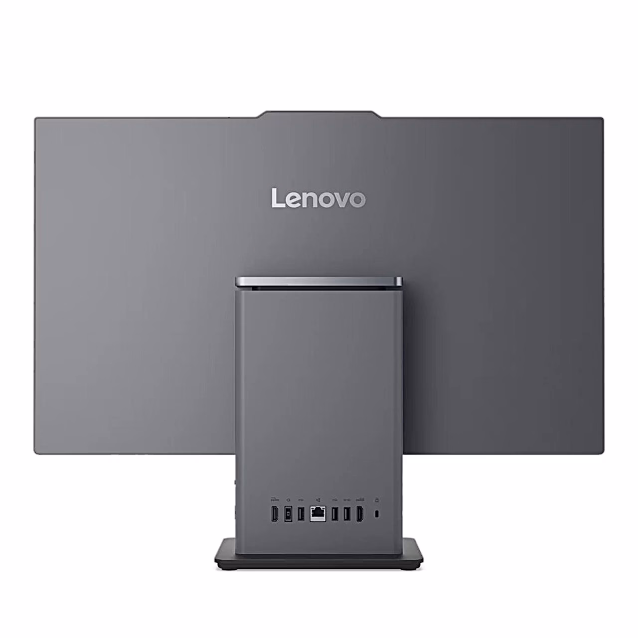 Kõik-ühes-lauaarvuti ThinkCentre neo 50a 24 Gen 6 otse tagant, pordid aluse all