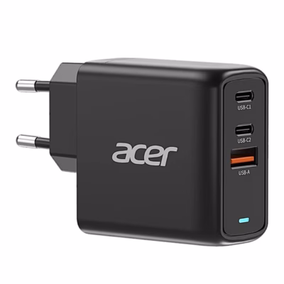 Must Acer OPD611 seinalaadija kahe USB-C- ja ühe USB-A-pordiga