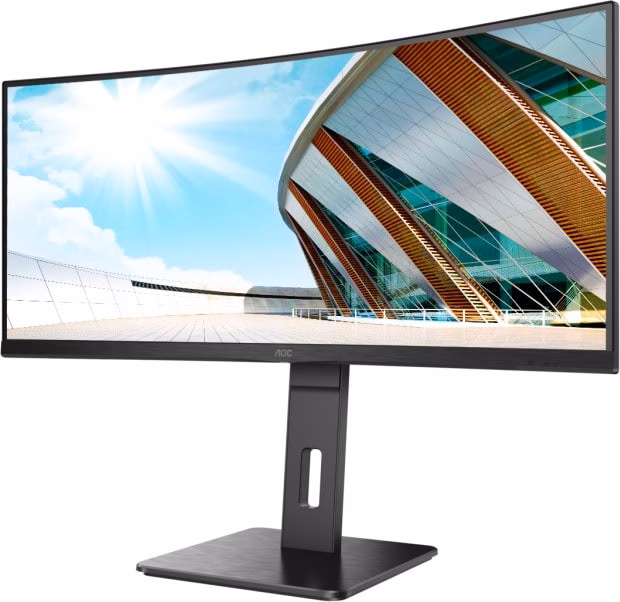 Kumer arvutimonitor AOC CU34P2A vasakult nurga alt jalal